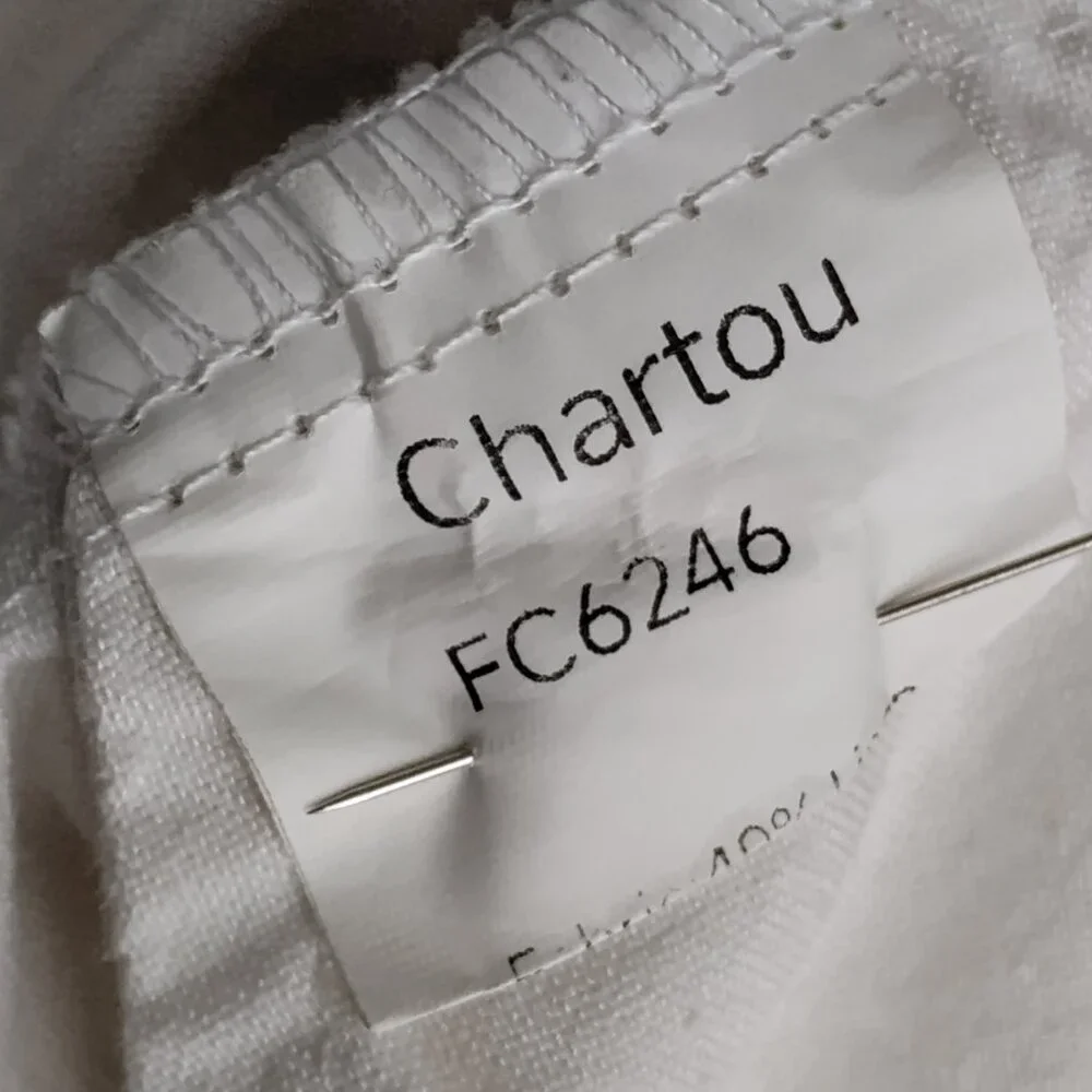 Chartou Linen Blend Lagenlook Pants Size M White With Pockets and Drawstring - Picture 8 of 9